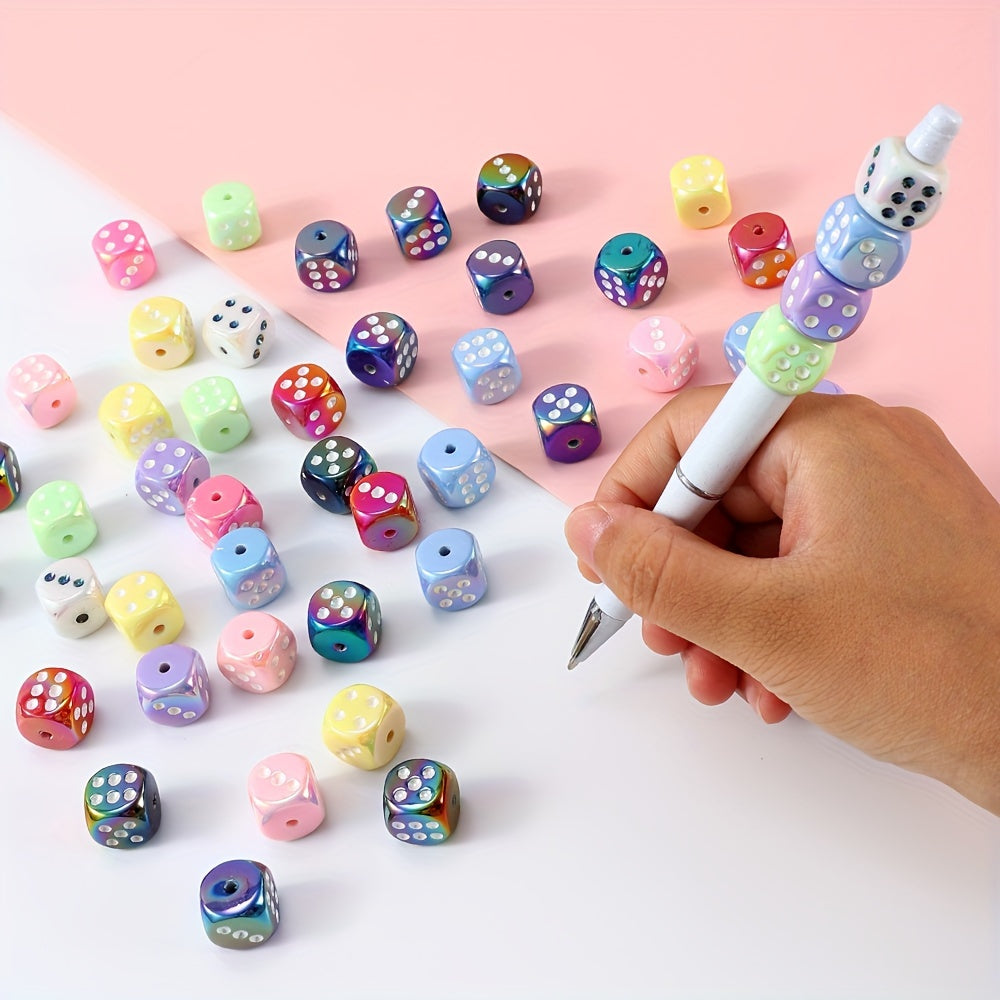 10PCS 14mm Dice-Shaped Acrylic Bead Set