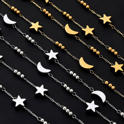 1m Gold & Silver Stainless Steel Star & Moon Bead Chain