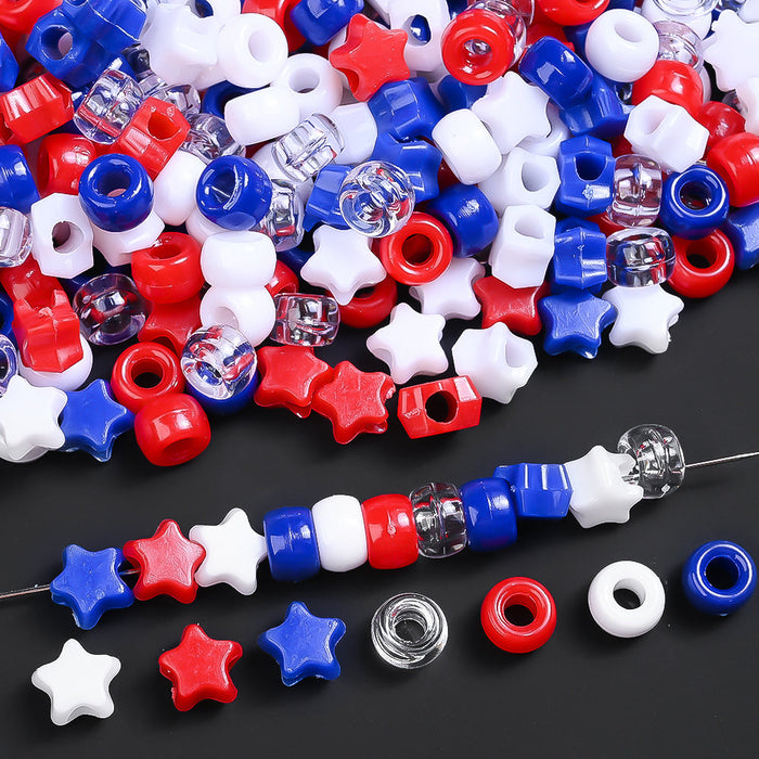 10 mm Red, White and Blue Resin Star Beads