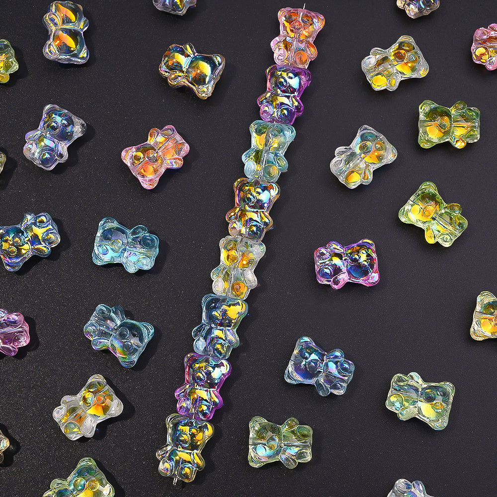 20PCS 15×12mm Transparent AB Bear Glass Spacer Beads