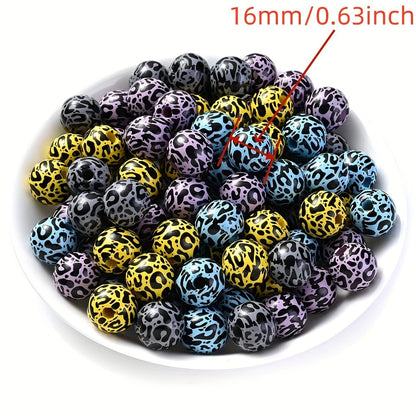 Leopard Print Wooden Beads