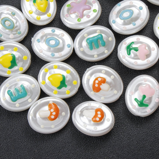10PCS 18×21mm Hand-Painted Oval Acrylic Bead Set