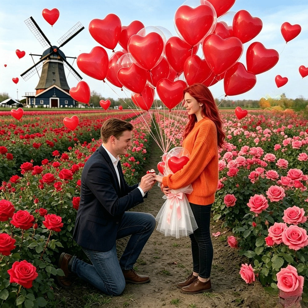 Bubble & Red Heart Balloon Set