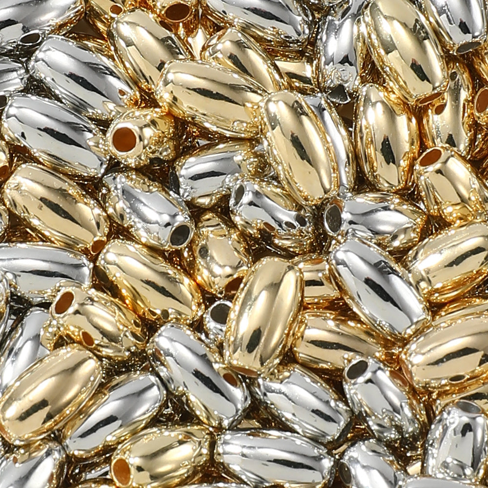 Gold and Silver Oval Acrylic Spacer Beads