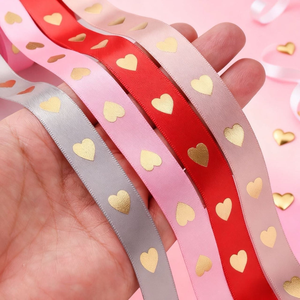 1 Roll 5 Yards Peach Heart Hot Stamping Ribbon
