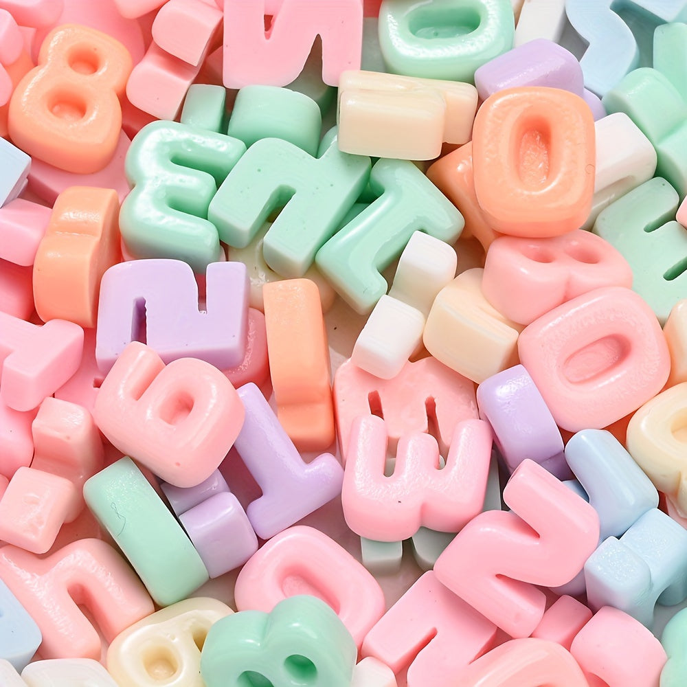 Rainbow Resin Number Flatback Beads