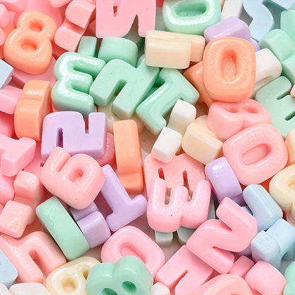 Rainbow Resin Number Flatback Beads