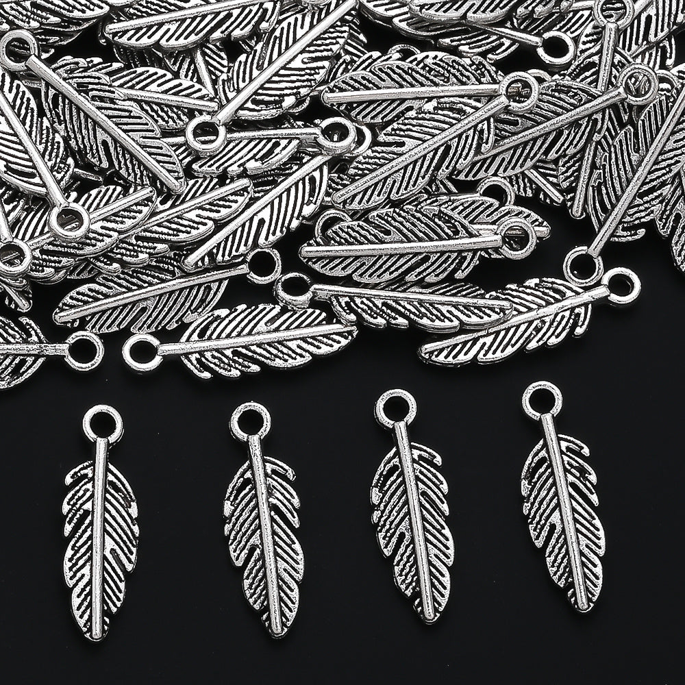 Silver Feather Alloy Pendants