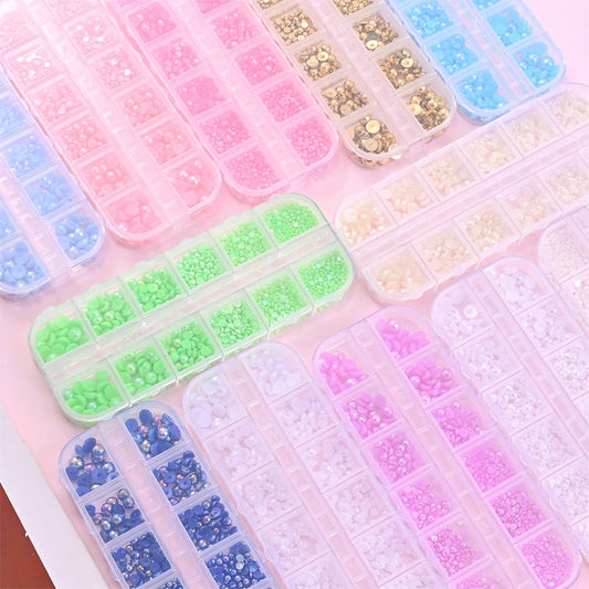 1 Box 2–6mm Multicolor Resin Half-Round Embellishment Beads