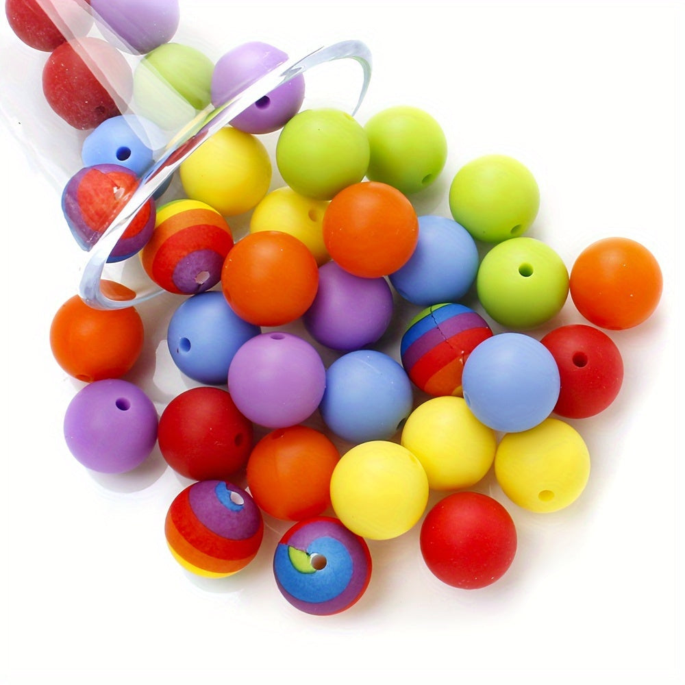 Rainbow Round Silicone Beads