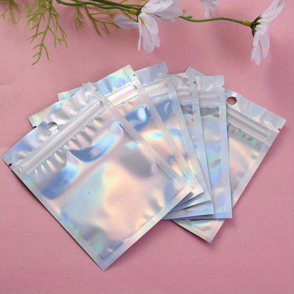 10PCS 12cm Reusable Laser Self-Sealing Packaging Bags