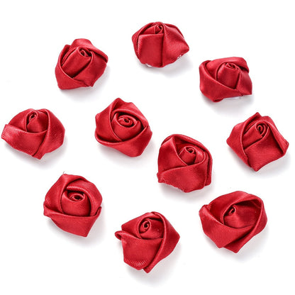 10PCS Multicolor Fabric Rose Bud Flower Embellishment Set