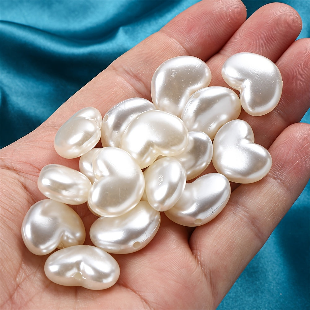 10PCS 16×21mm White Heart Acrylic Bead Set
