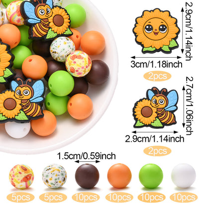 Sun Bee Sunflower Silicone Beads Set