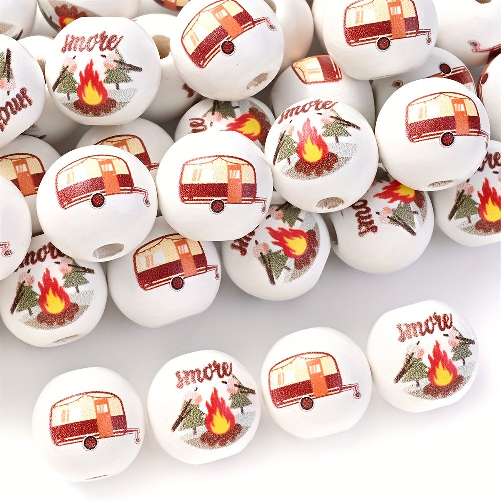10PCS 6mm Camping-Themed Round Bead Set