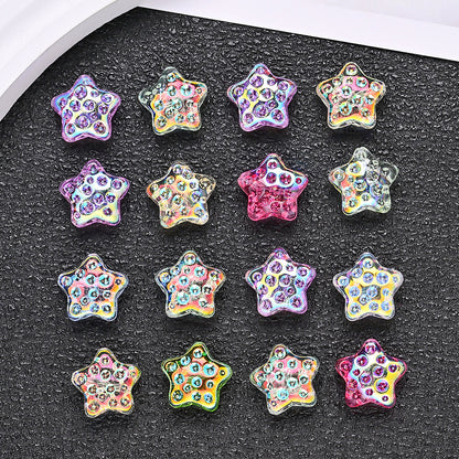 10PCS 18mm AB Shimmer Star Glass Bead Set