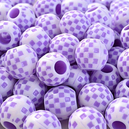 10PCS 14mm Multicolor Checkerboard Acrylic Bead Set
