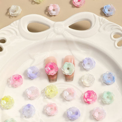 Gradient Glitter Flower Acrylic Beads