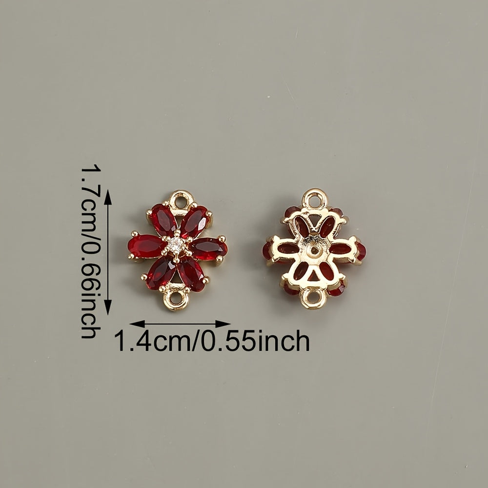 Glass Flower Rhinestone Connectors