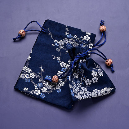 2-Piece Floral Embroidered Satin Drawstring Gift Bag Set