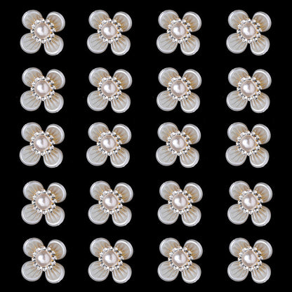 19-27 mm White Flower Acrylic Patches