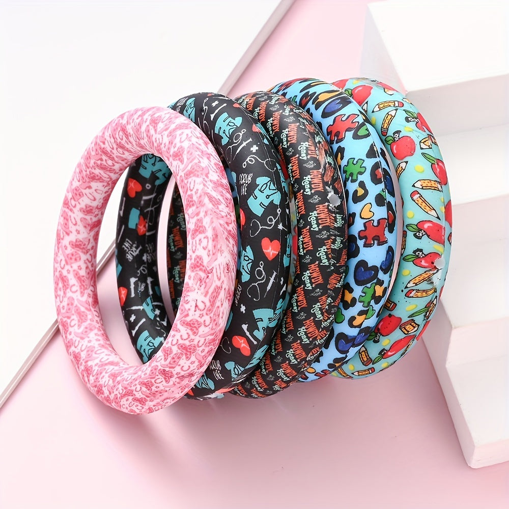 65mm Silicone Colorful Pattern O-Ring FrameBead Loops - DIY Jewelry