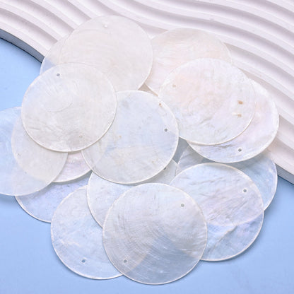 5 cm Large Round Natural Seashell Double-Hole Pendants