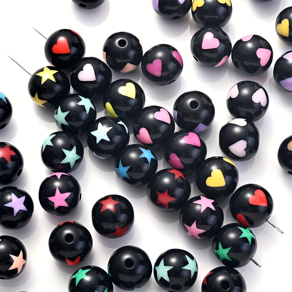 Black Heart Star Acrylic Spacer Beads