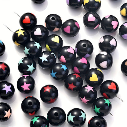 Black Heart Star Acrylic Spacer Beads