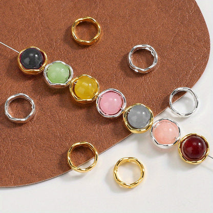 Golden & Silvery Flower Frame Beads