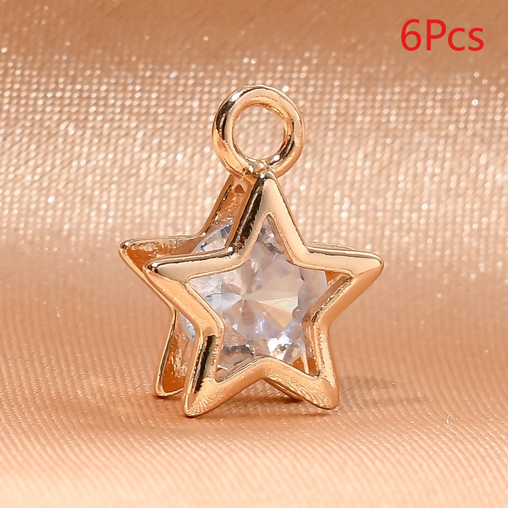 Rhinestone Star Copper Charms