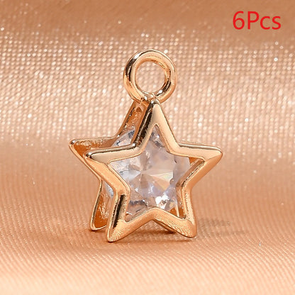 Rhinestone Star Copper Charms