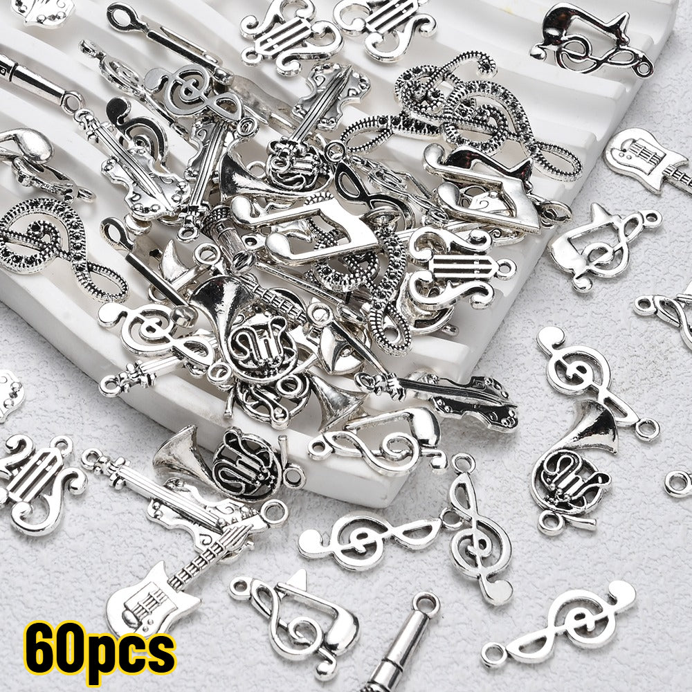 60-Piece Silver Musical Instrument & Music Note Charms