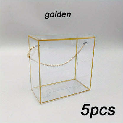 5-Piece Transparent Handheld Gift Boxes with Rope