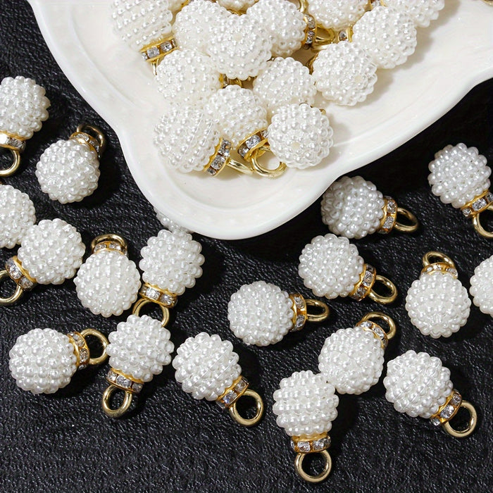10/20PCS 10/12mm White Glossy Bayberry Acrylic Pendant Set