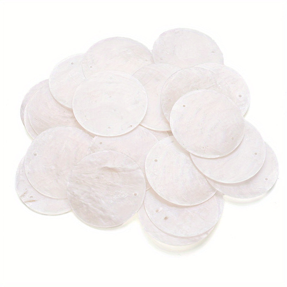 5 cm Large Round Natural Seashell Double-Hole Pendants