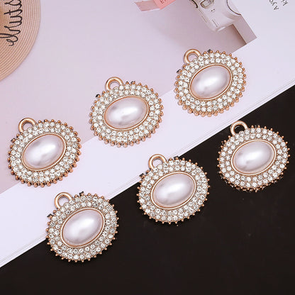 Rose Golden Pearl Rhinestone Pendants