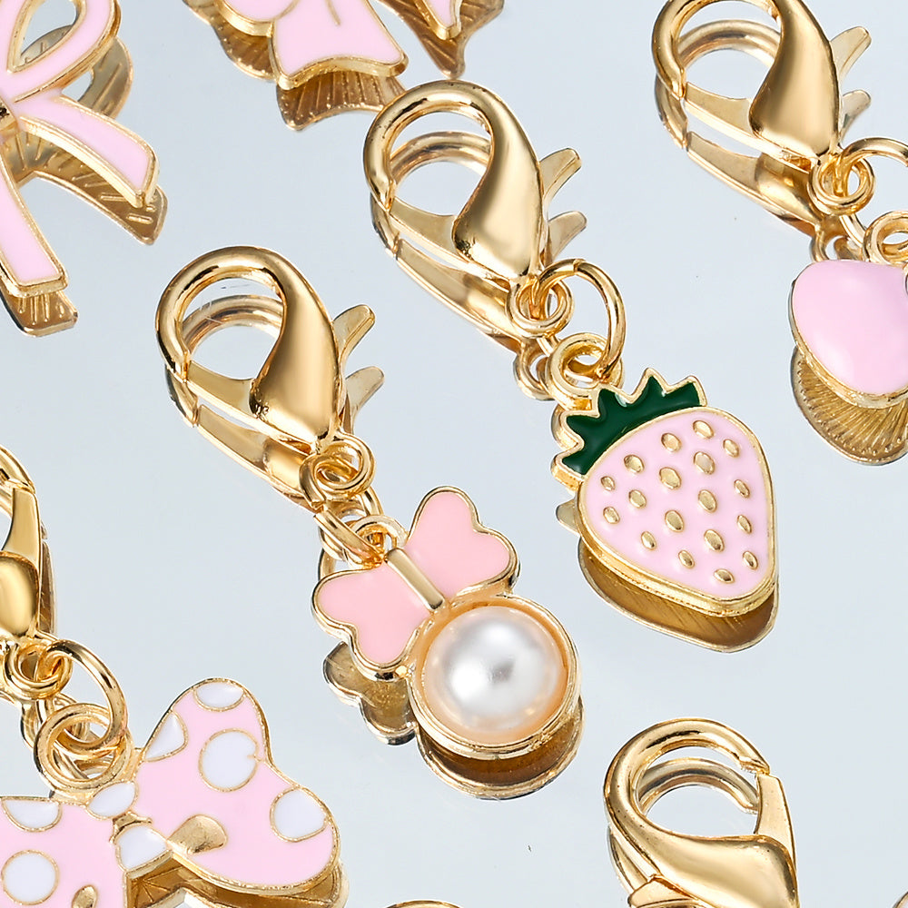 Pink Bow Enamel Pendant Charms