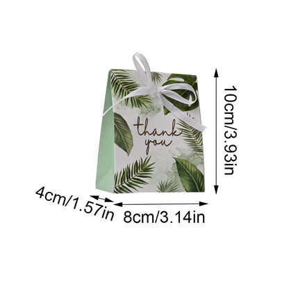 100-Piece Green Leaf Print Thank You Gift Packaging Bags