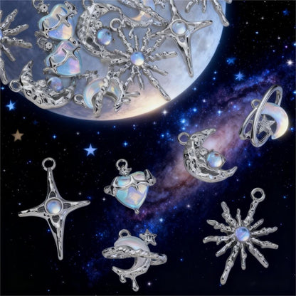 12PCS Blue Star & Moon Enamel Charm Set