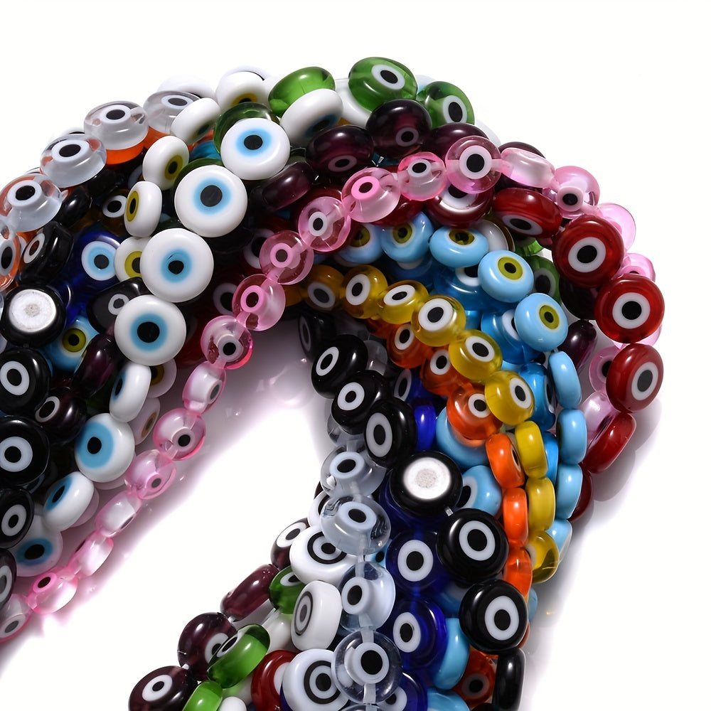 Flat Evil Eye Glass Beads