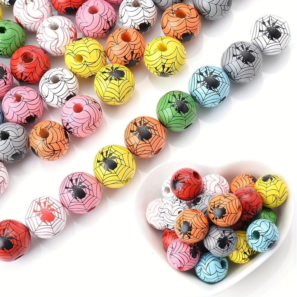 Halloween Spider Web Wooden Spacer Beads