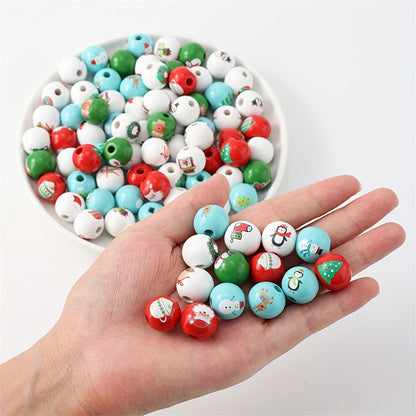 Christmas Wooden Pattern Beads