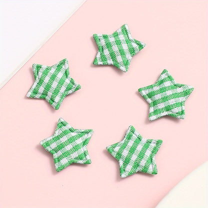 Plaid Star Embroidered Patches