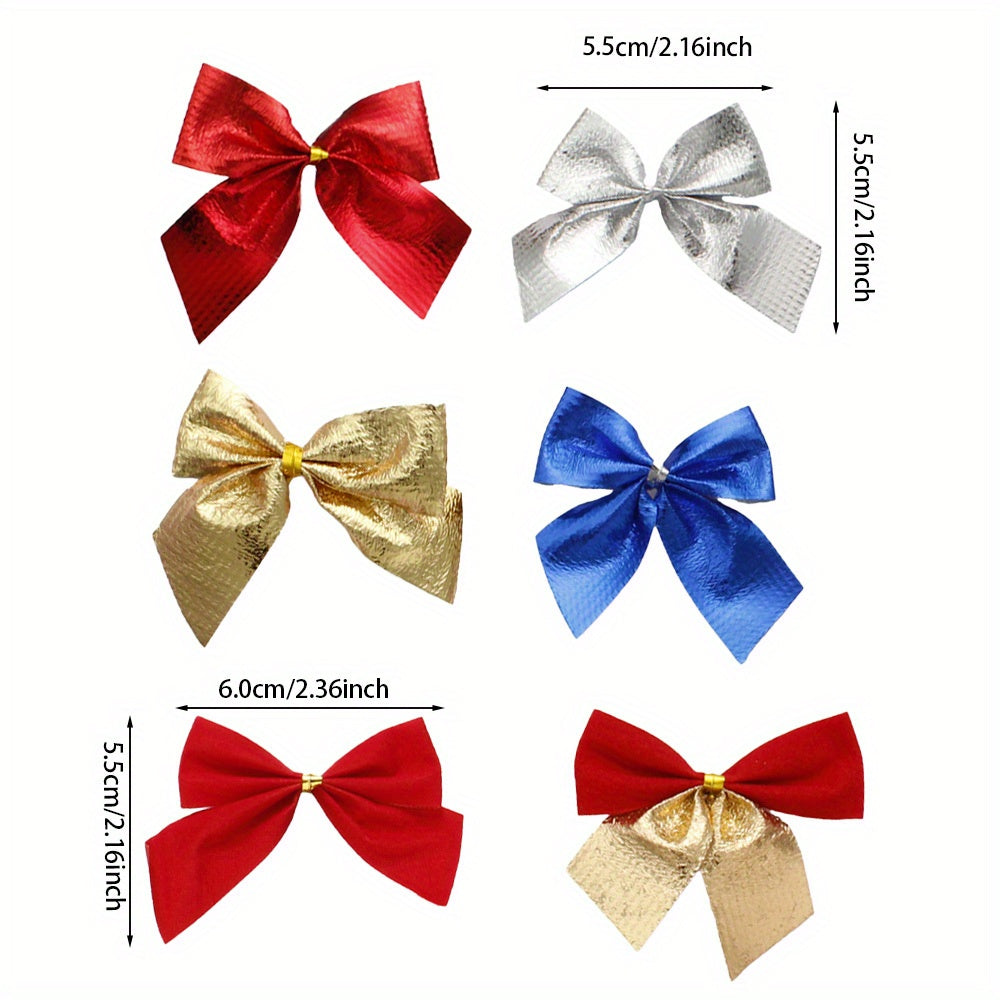 12-Piece Random Christmas Bow Polyester Decorations