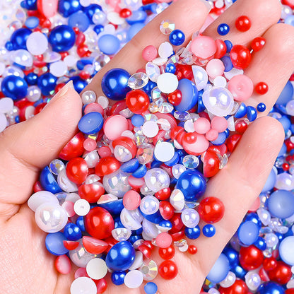 Red Blue White Acrylic Beads