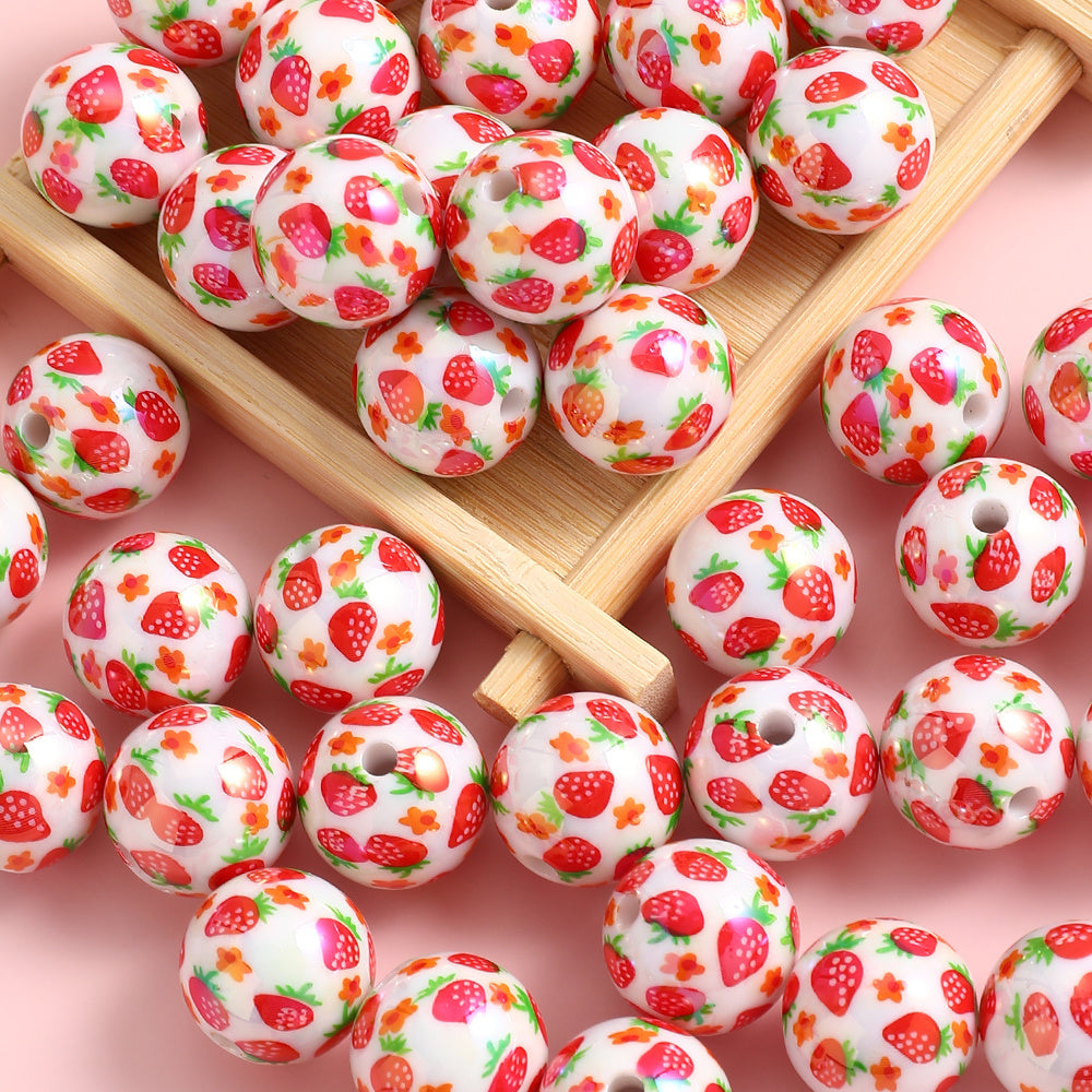 Glossy Strawberry Resin Beads