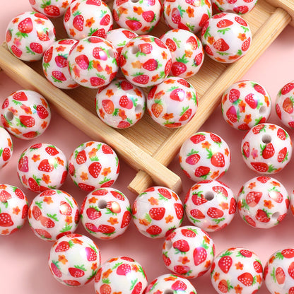 Glossy Strawberry Resin Beads