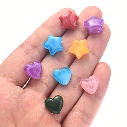 Stained Acrylic Star & Heart Beads