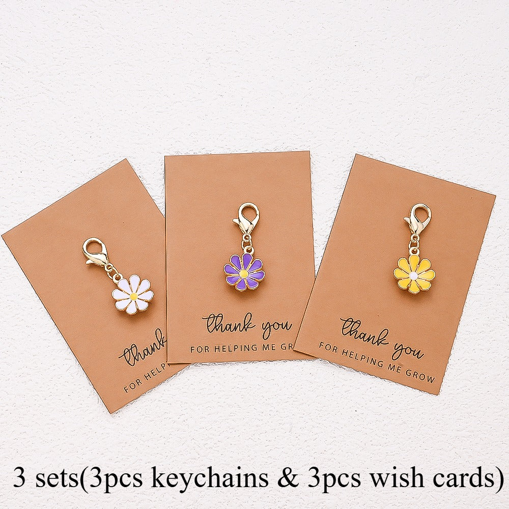 Alloy Flower Keychain Set